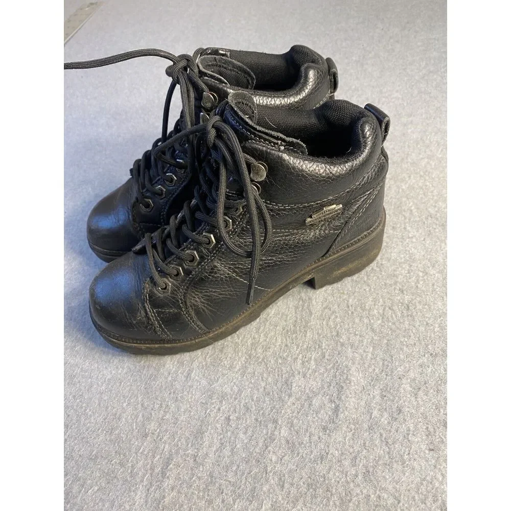 Harley Davidson Womens Tyler Chukka Ankle Boots D84280 Black Leather Size 6-1/2M